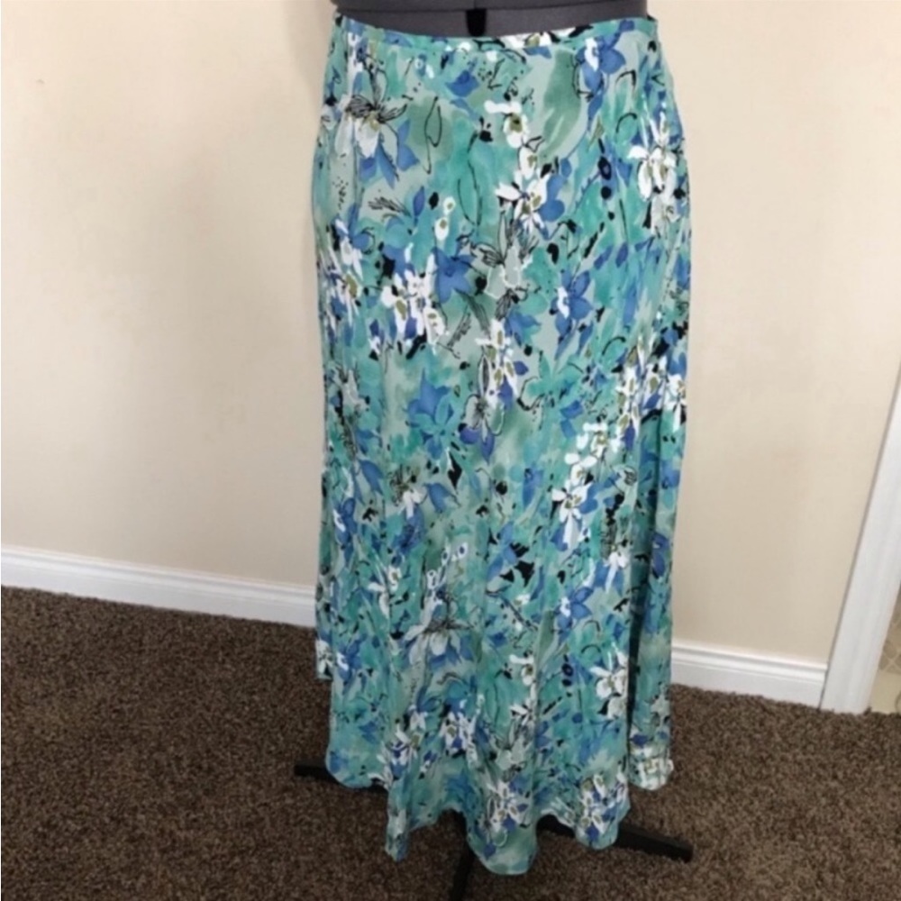Kate Hill Maxi Skirt, Aqua Hues Size 8 EUC